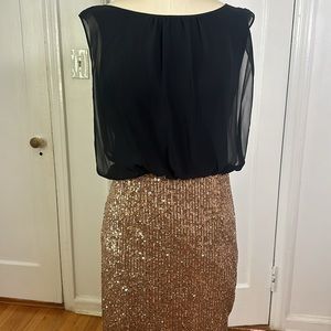 Calvin Klein Designer Sequin Gown with Split, Size 6